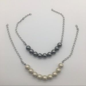Lia Sophia set of 2 infinite me strands for necklace creamy black plastic pearls